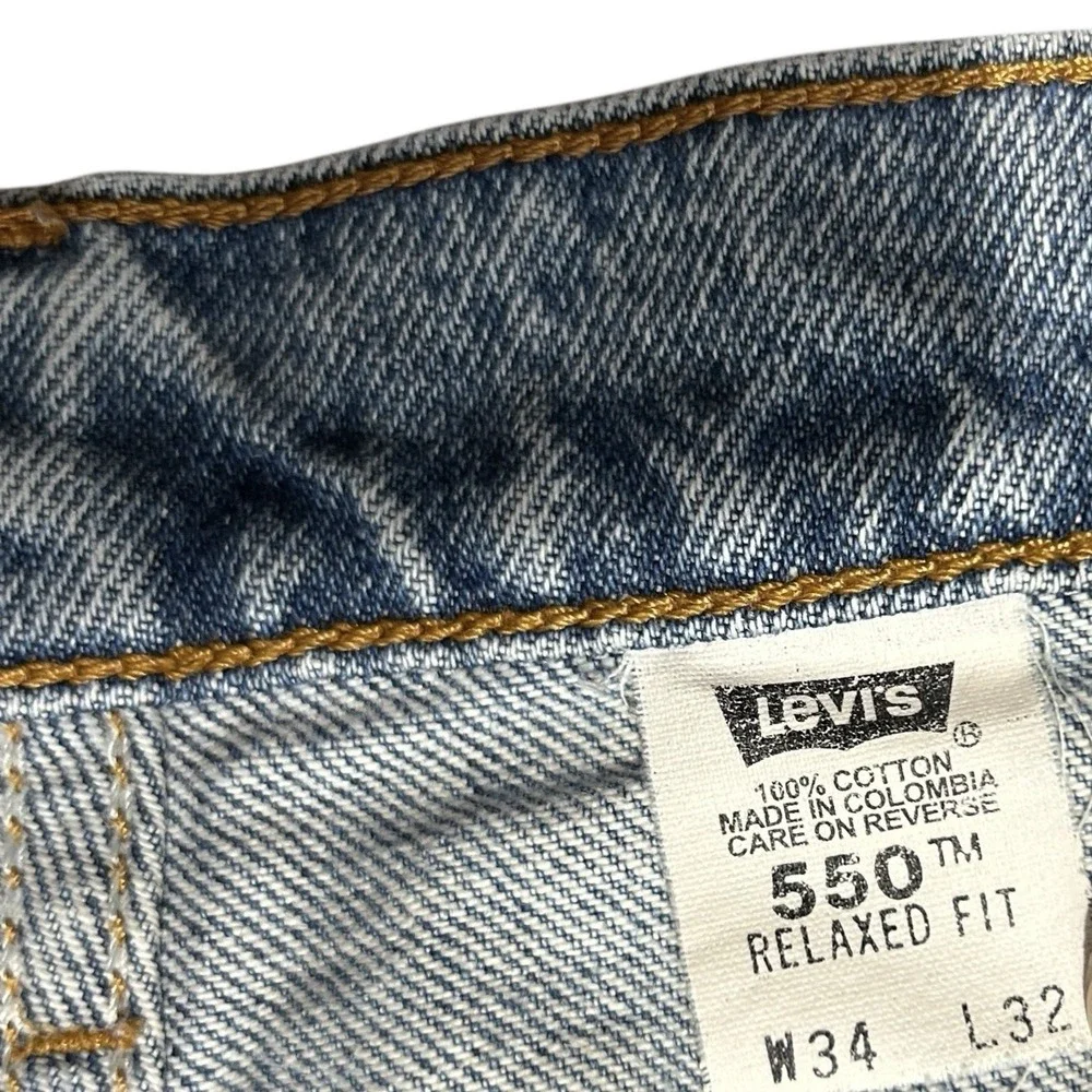 Vintage 90s LEVI'S 550 Orange Tab Relaxed Tapered Jeans 100% Cotton Mens 34x32